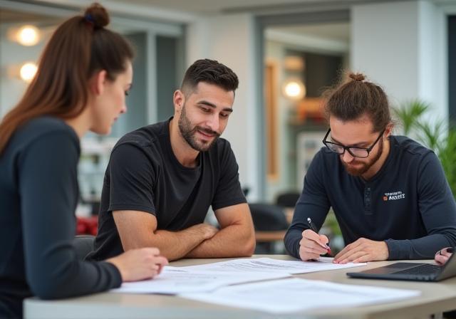 Benessere Attivo staff discussing fitness plans in the studio